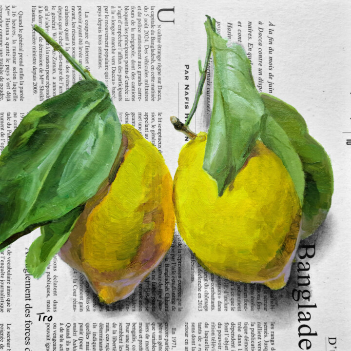 Zitronen 4 绘画, 7.9x7.9 in