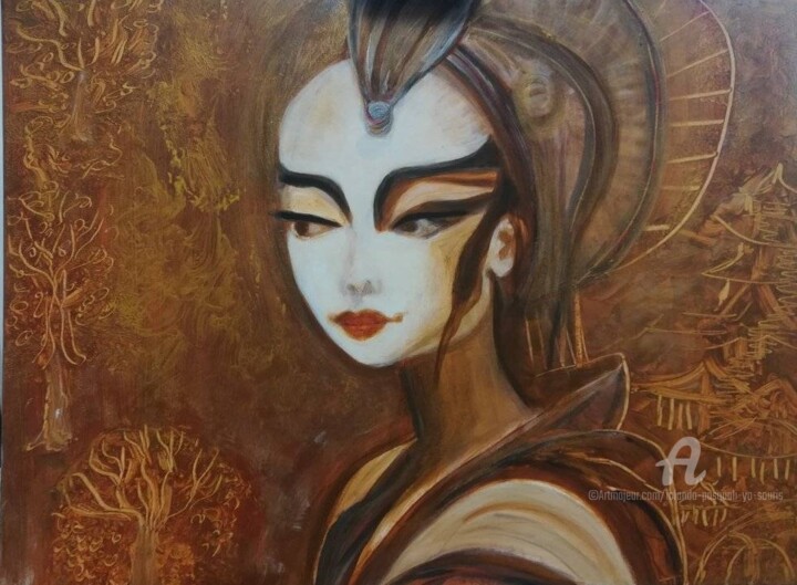 绘画 标题为“"Kimly"” 由Iolanda Pasquali, 原创艺术品, 丙烯 安装在木质担架架上