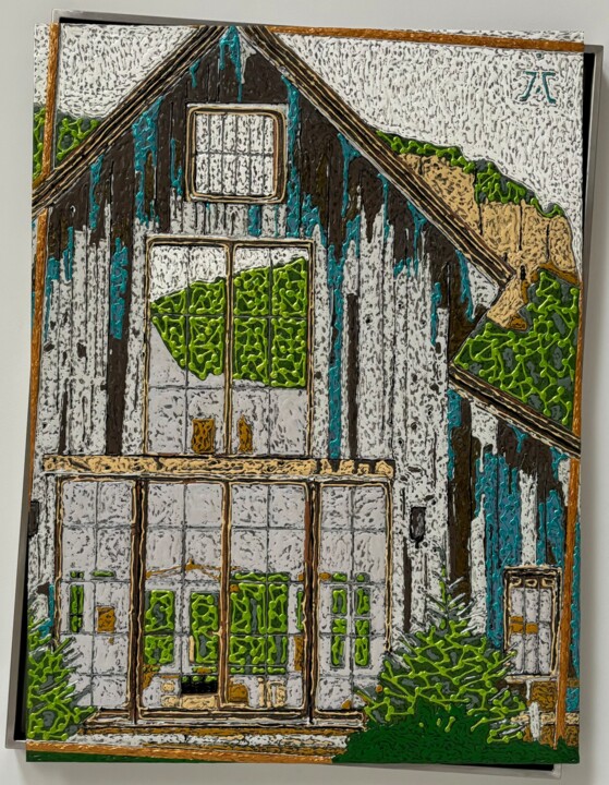 REFUGE / SCULPTURE CHÂSSIS-DÉCALÉ-MARJINAL D INOX Painting, 32.3x24.4 in