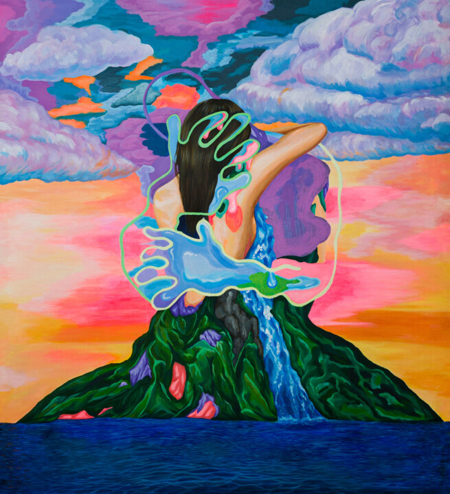Hug II 绘画, 28.7x26.4 in