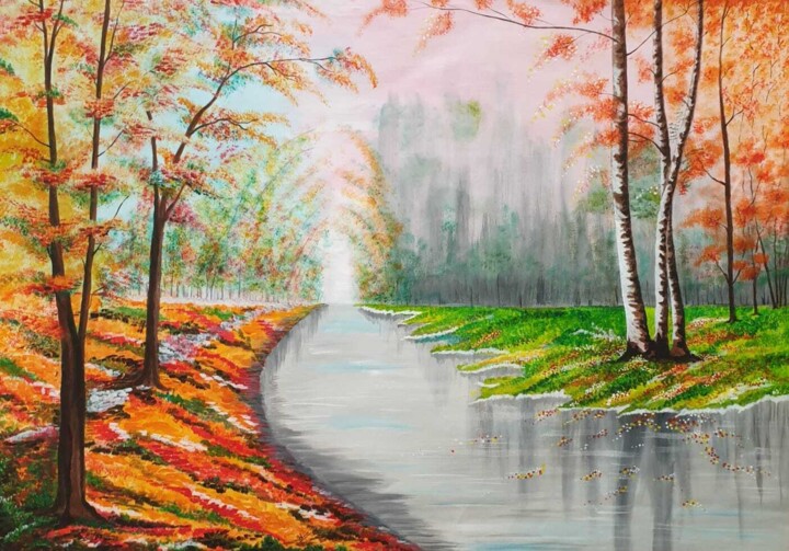 Autumn's Embrace 绘画, 29x40 in