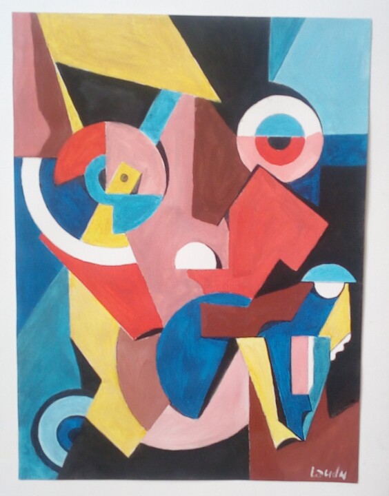 Visage cubiste 3 绘画, 12.6x9.5 in
