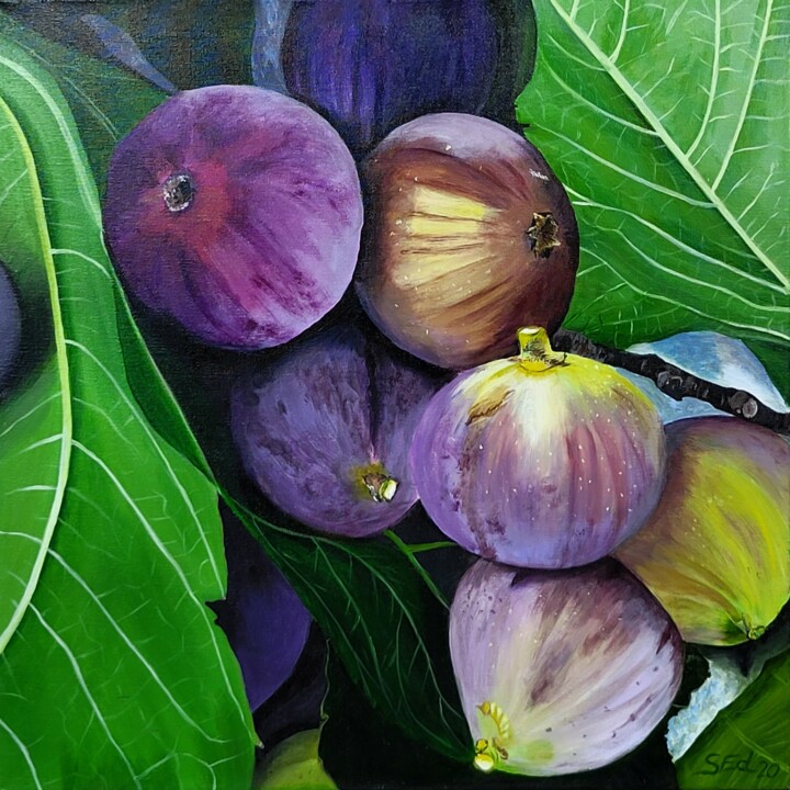 Malerei mit dem Titel "Barossa figs" von Sylvia Eder, Original-Kunstwerk, Acryl Auf Keilrahmen aus Holz montiert