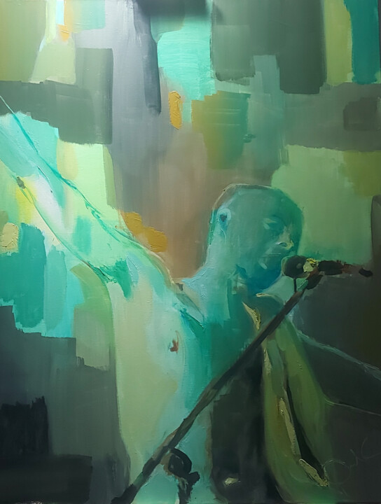Painting titled "Breaking away" by Marcelo Garcia Garcia, Original Artwork, Oil Mounted on Wood Stretcher frame