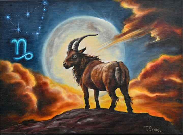 zodiac sign capricorn 绘画, 11.8x15.8 in