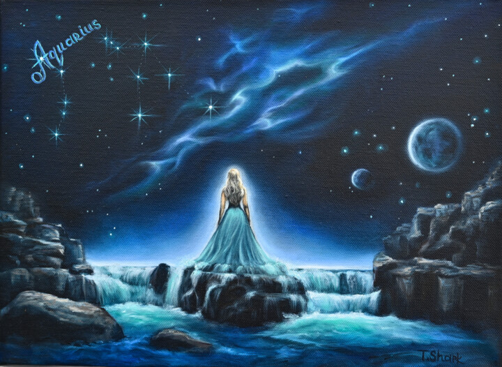 zodiac sign aquarius 绘画, 11.8x15.8 in