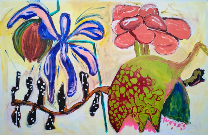 August flowers 2024 Painting, 56.3x84.7 in
