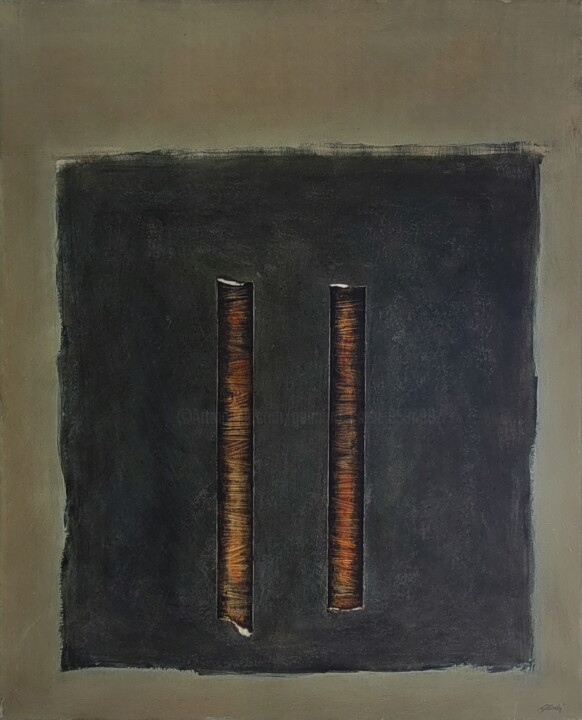 Painting titled "I custodi della luce" by Gennaro Corbi, Original Artwork, Acrylic Mounted on Wood Stretcher frame