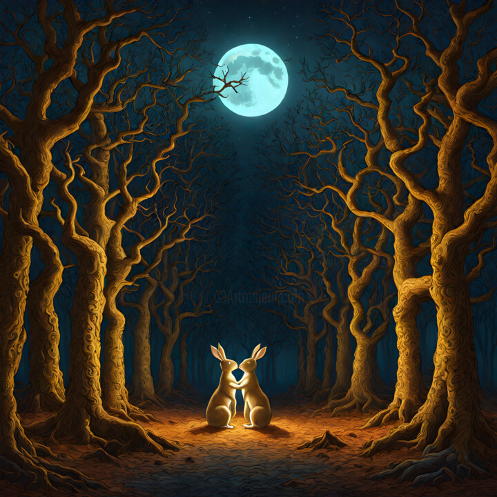Bisou sous la Lune 数字艺术