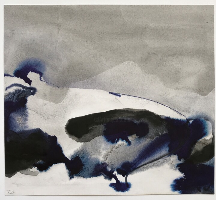 Peinture intitulée "Collines" par Pierre Charpentier, Œuvre d'art originale, Encre