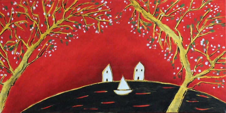 Painting titled "Guardare delicatame…" by Gianni Mantovani, Original Artwork, Acrylic Mounted on Wood Stretcher frame