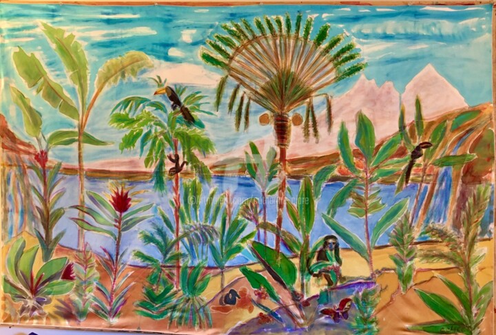Forêt tropicale au Costa Rica Pittura, 41,7x63 in