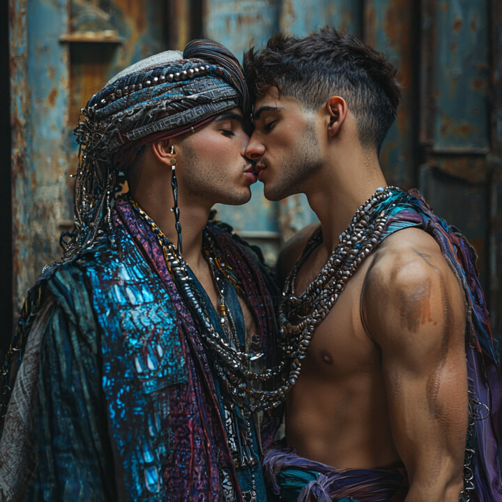 Digital Arts titled "مثلي الجنس الحب الت…" by Raphael Perez, Original Artwork, AI generated image