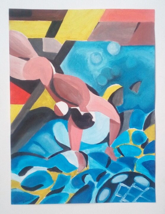 Le grand plongeon Pittura, 12,6x9,5 in