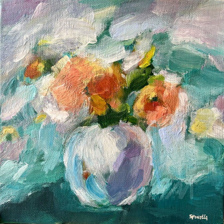 Duo de fleurs 绘画, 7.9x7.9 in