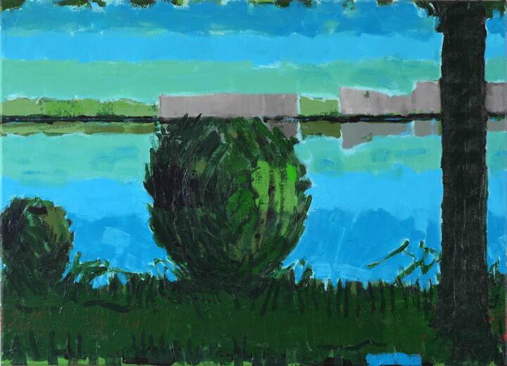 Malerei mit dem Titel "Elbe bei Teufelsbrü…" von Detlef Lemme (Farbenkugel), Original-Kunstwerk, Acryl Auf Keilrahmen aus Ho…