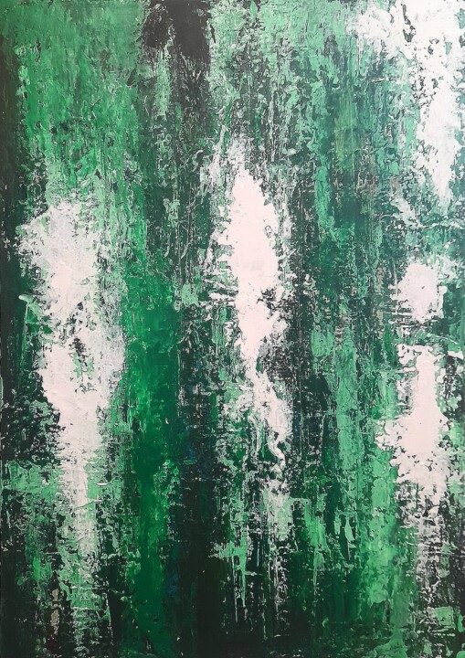 "Green Informale" 绘画, 27.6x19.7 in
