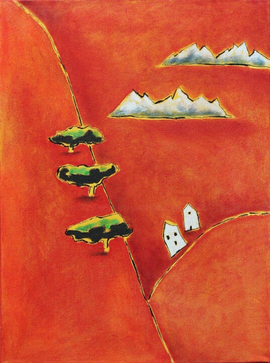 Painting titled "L'orizzonte vola in…" by Gianni Mantovani, Original Artwork, Acrylic Mounted on Wood Stretcher frame