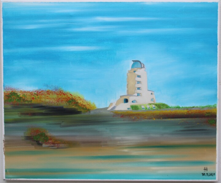 Einsteinturm in Fantasie-Landschaft Tablo, 19,7x23,6 in