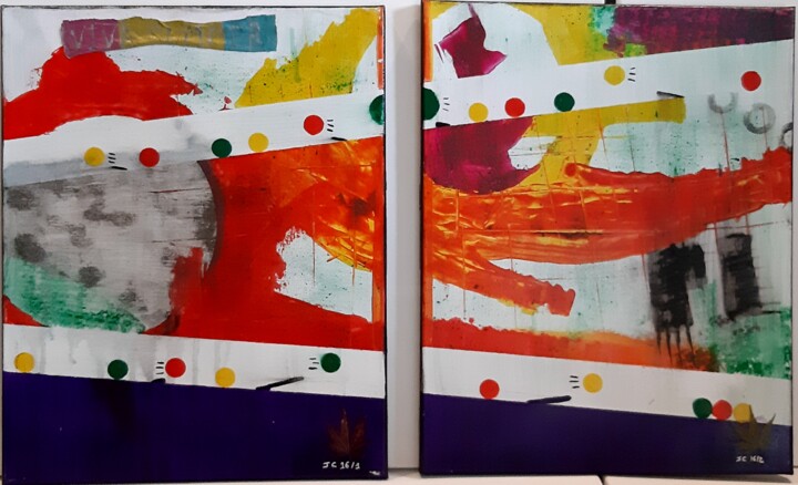 billes qui roulent 1 et 2 绘画, 19.7x15.8 in