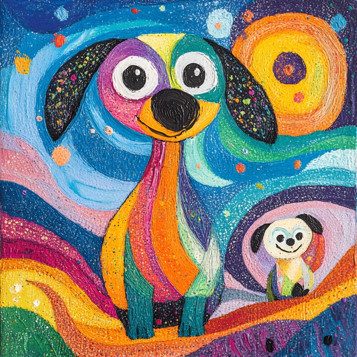 Glittery Gogh Dogs 数字艺术