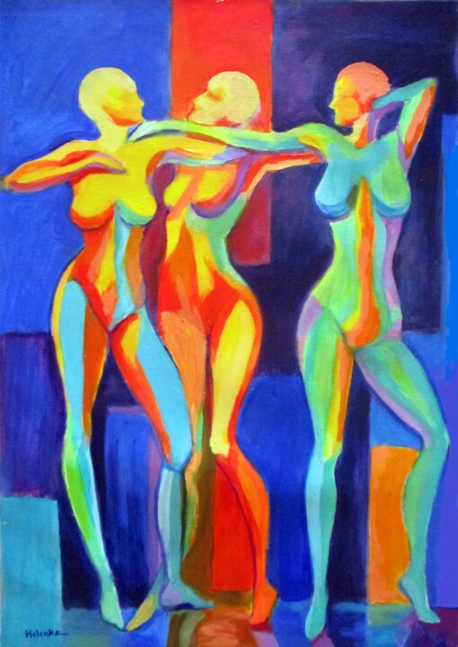 "Vivid Triad" 绘画, 20.5x13.8 in