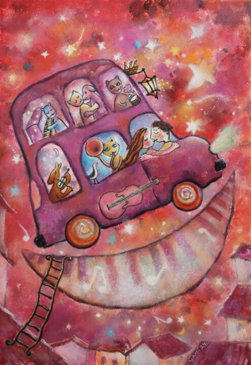 绘画 标题为“Travesuras felices” 由Yani Adrian, 原创艺术品, 丙烯
