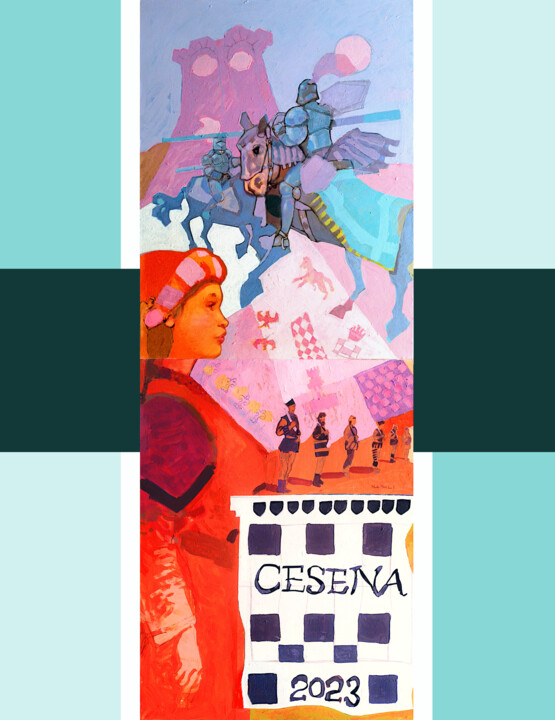 Palio di Cesena (La giostra) 绘画, 63x47.2 in