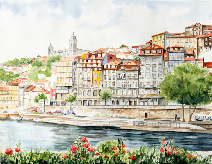 Porto Cityscape Schilderij, 11,8x15,8 in