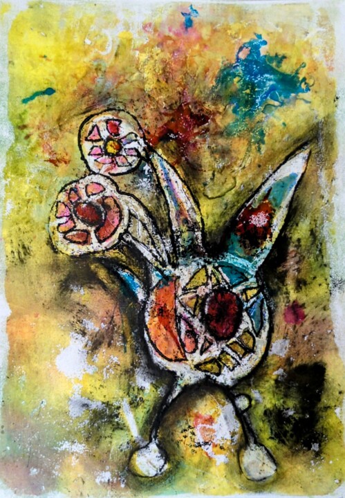 Monotype encre rouge 印花与版画, 11.7x8.3 in