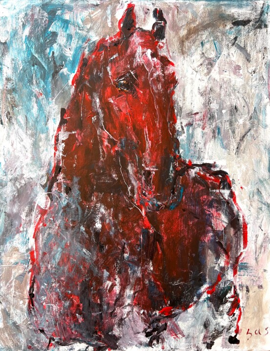 Red horse 绘画, 35.4x27.6 in