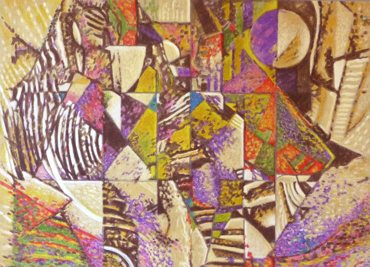 Une nuit dans la savane 绘画, 32.3x43.3 in