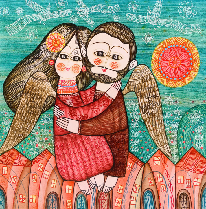 Wings of Love Painting, 19.7x19.7 in