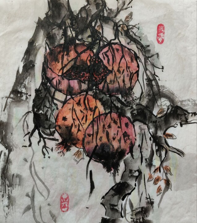 Pomegranate labyrinth 图画, 11x11 in