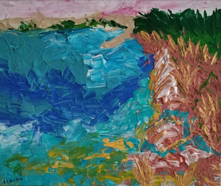 Painting titled "Paix intérieure" by Claudie Savelli (CLAUDIE-SAVELLI-CLAUDIA), Original Artwork, Acrylic Mounted on Wood St…
