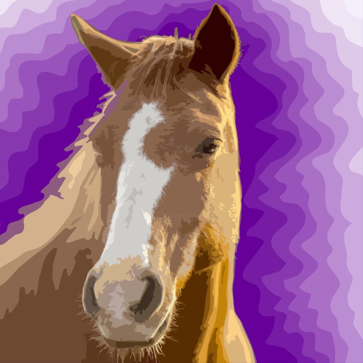 数字艺术 标题为“Portrait of a horse” 由Shamim Shaikh, 原创艺术品, 2D数字工作