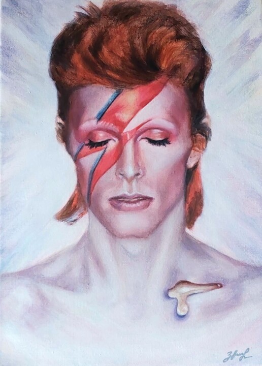 Portrait de David Bowie 绘画, 18.1x13 in