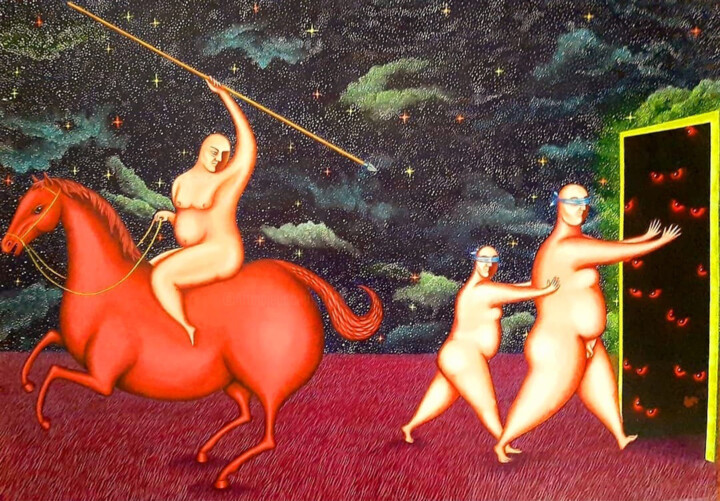 De lo que Estan Hechas las Pesadillas (Diptyque) Painting, 16.5x23.6 in