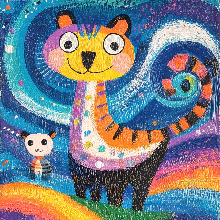 Tiger’s Playful Night 数字艺术