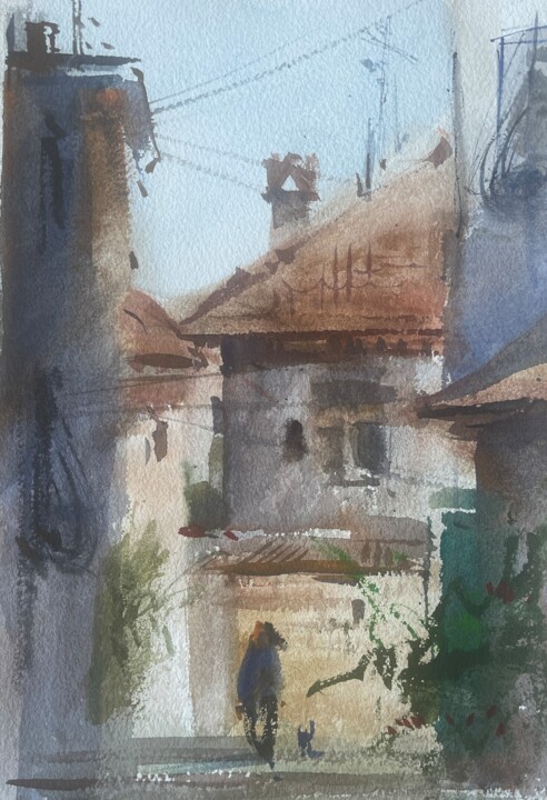 Old town Painting, 15x11 in