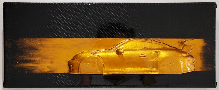 Sculpture titled "Finish first" by Grégoire Clement (GMJ), Original Artwork, Resin Mounted on Wood Stretcher frame