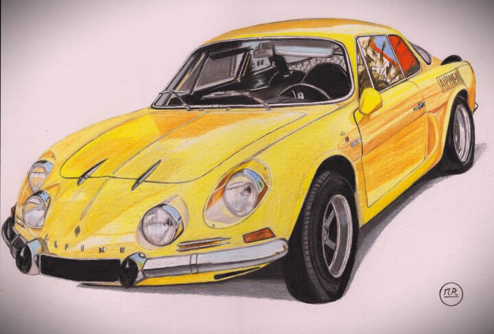 Rysunek zatytułowany „Renault Alpine A110…” autorstwa Pierre Bayet, Oryginalna praca, Ołówek