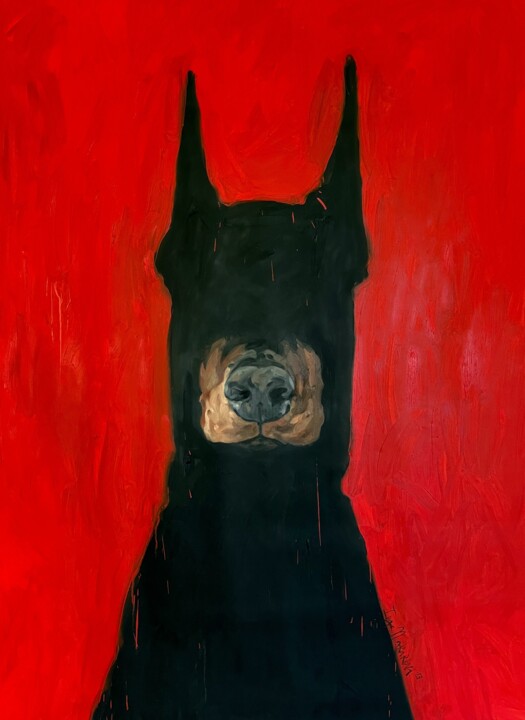Dobermann Red 绘画, 65x47.2 in
