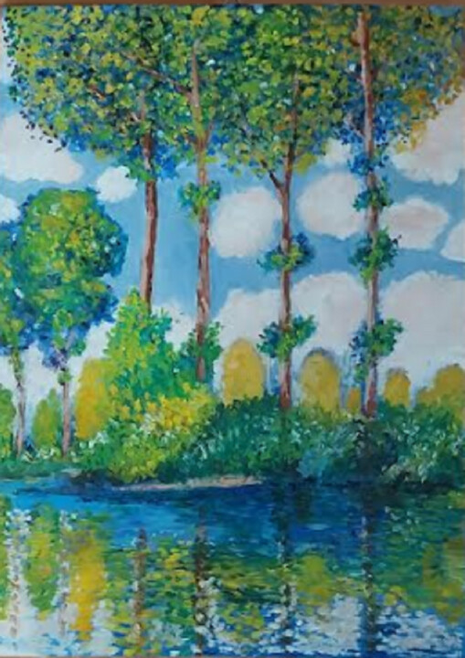 Tra i Pioppi con Monet. Painting, 13.8x9.8 in