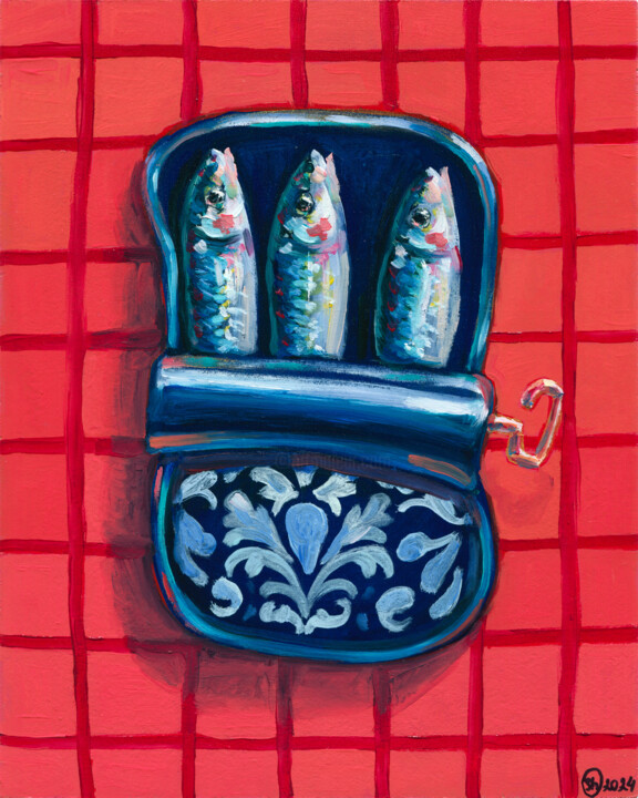 Pintura titulada "Retro Sardine Tin P…" por Oksana Shevchenko, Obra de arte original, Oleo