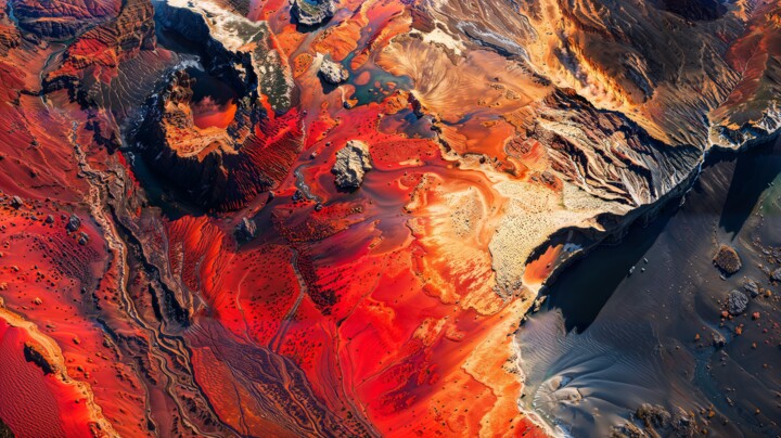 Digital Arts titled "RED VULCANO" by Rai, Original Artwork, AI generated image