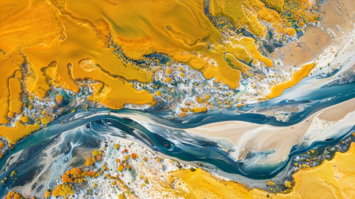 Digital Arts titled "YELLOW RIVER" by Rai, Original Artwork, AI generated image