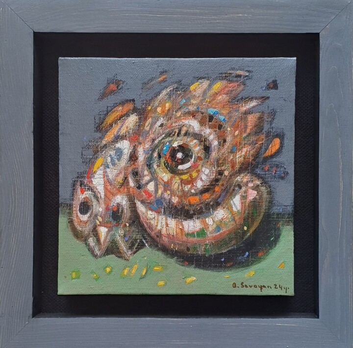 Abstract Ram's Gaze 绘画, 7.9x7.9 in