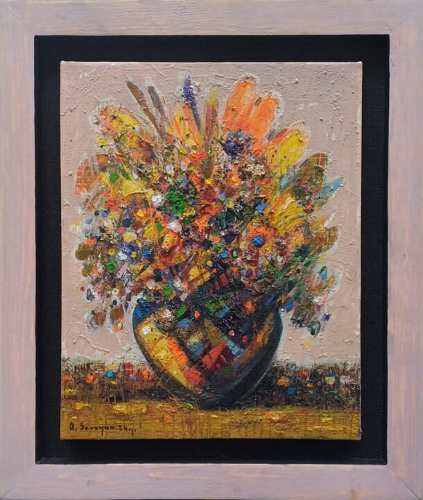 Vibrant Bouquet Schilderij, 11,8x9,5 in