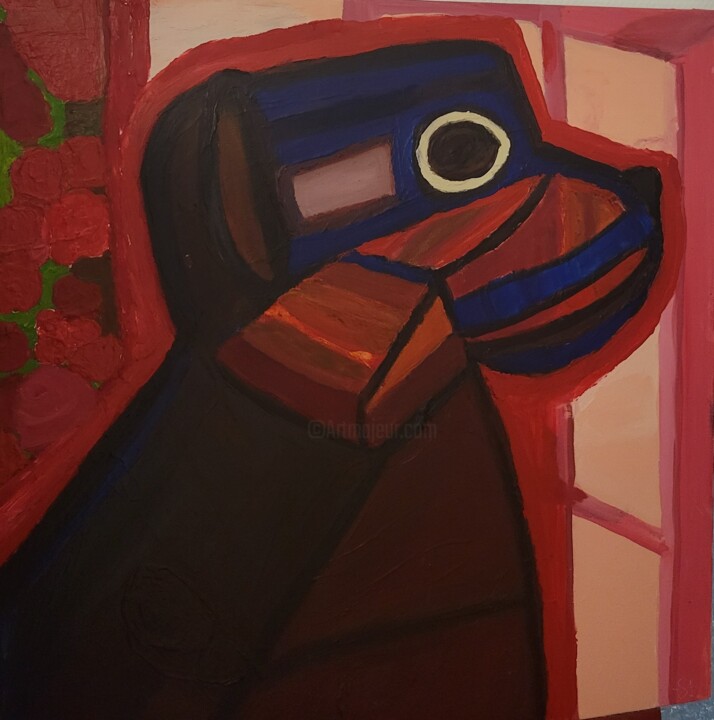 The dog - Cubism 绘画, 23.6x23.6 in